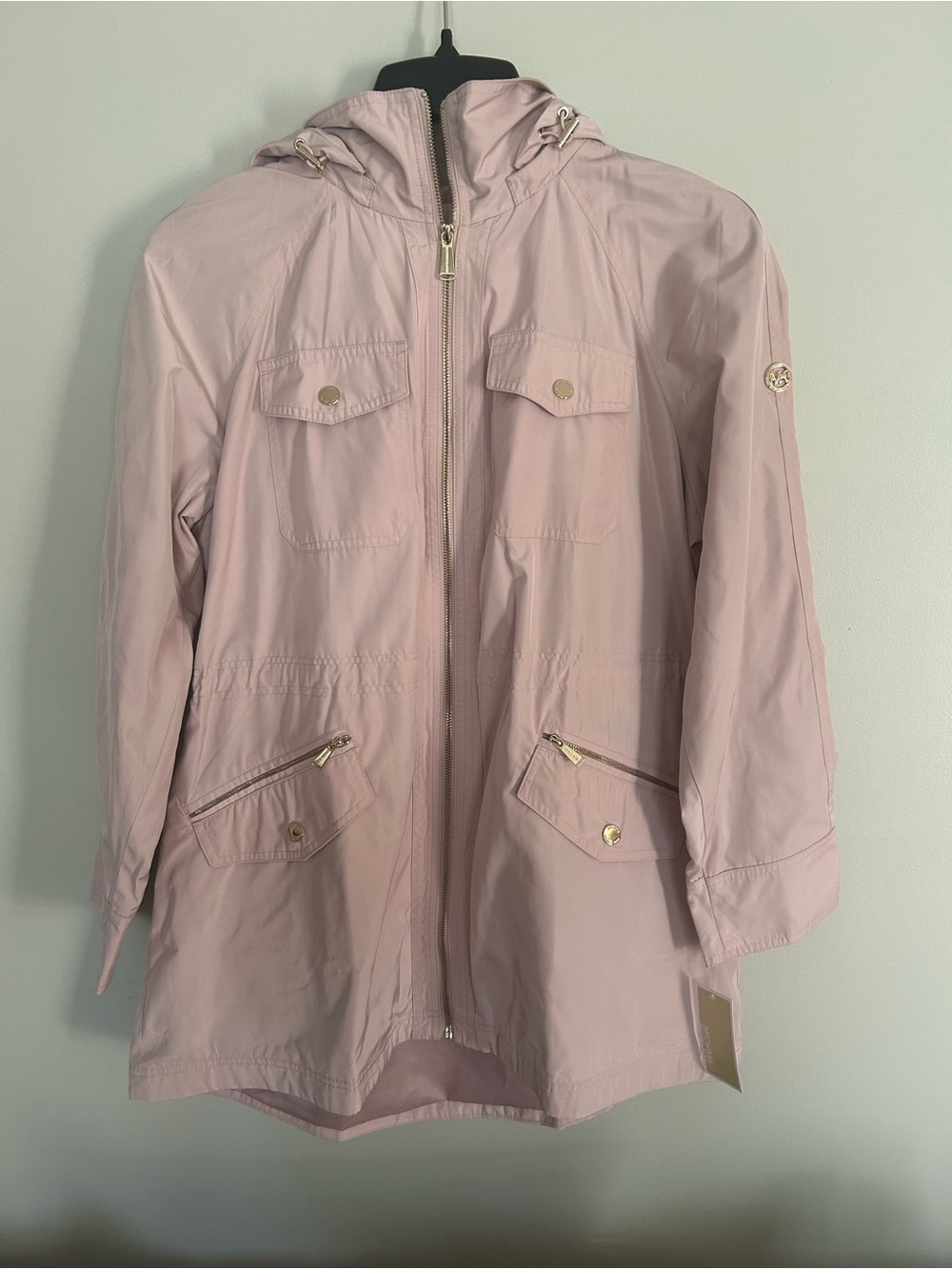 NWT Michael Michael Kors Light Pink Blush Hooded Coat Jacket Pockets XL